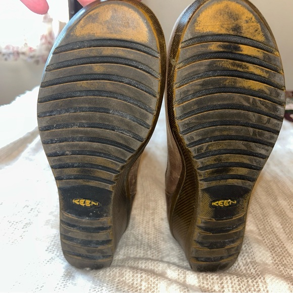 Keen Dark‎ Brown Wedge Boots zip - Picture 3 of 9